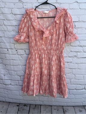 LC Lauren Conrad Pink Floral Ruffle Tiered Mini Dress S